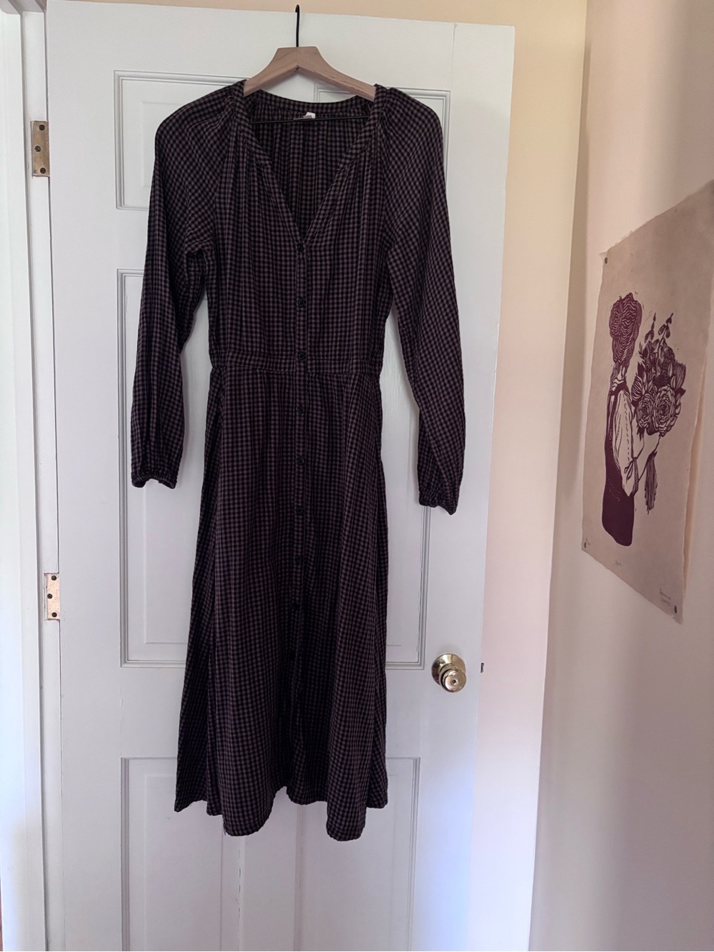 Pact Organic double gauze gingham dress